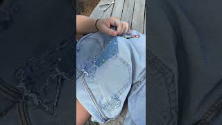 Adding a new repair to my favorite jeans! #howtosew #diyfashion #mending