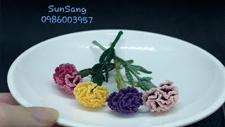 Crochet Carnation Mini - Hướng dẫn móc hoa cẩm chướng mini