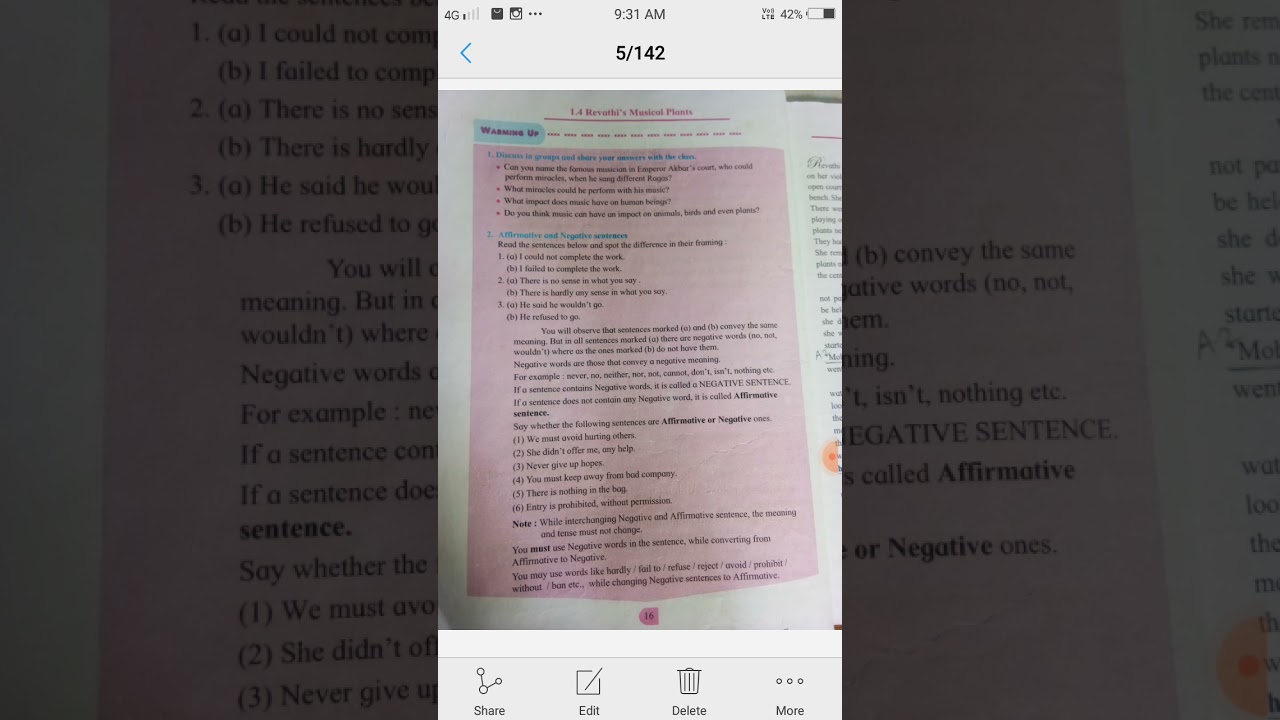 Revathi's Musical Plants.                       Std VIII-English