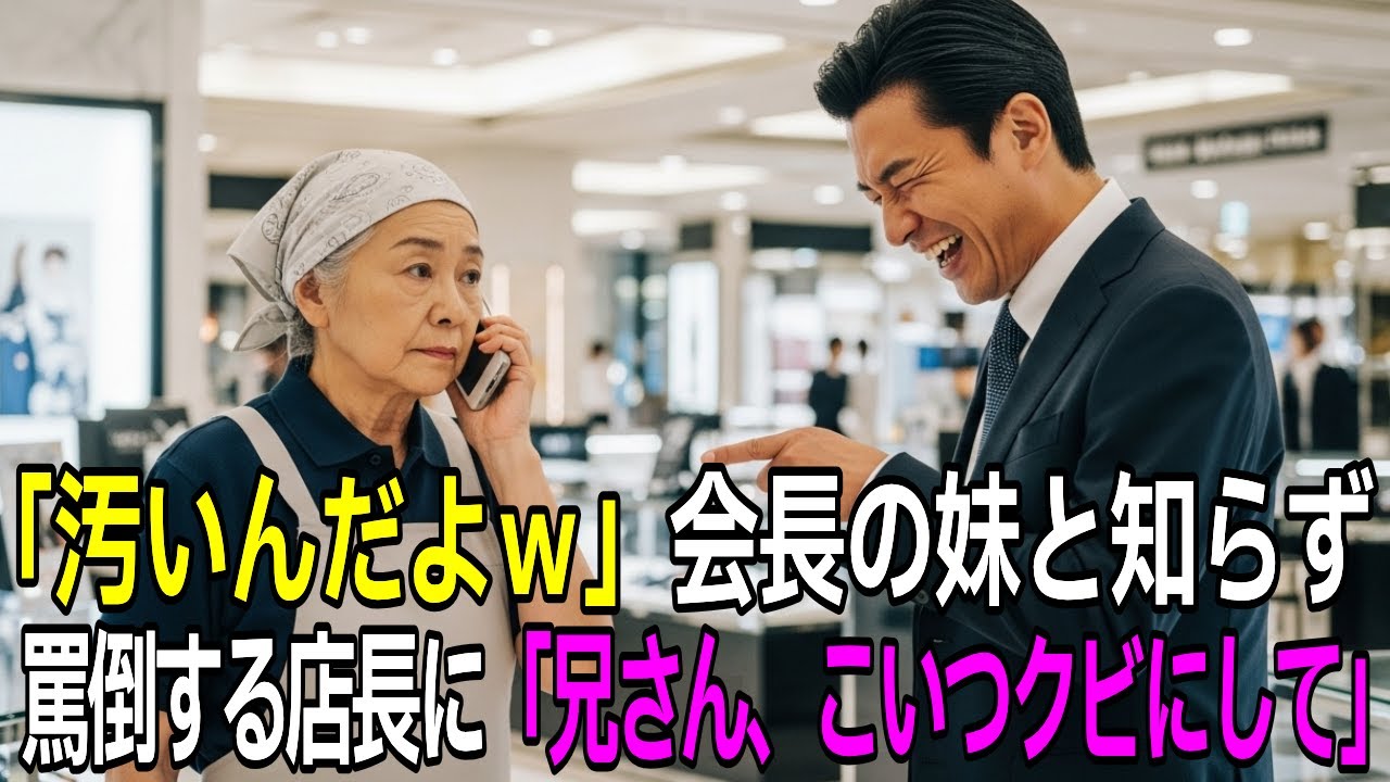 銀座のデパートで清掃員を「汚い」と嘲笑った店長の末路。たった3分後、正体が会長の妹と判明し…【スカッとする話】【因果応報】