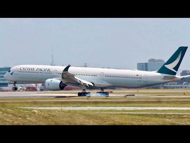 Cathay Pacific Airbus A350-1000 Afternoon Arrival at Toronto Pearson Runway  06L