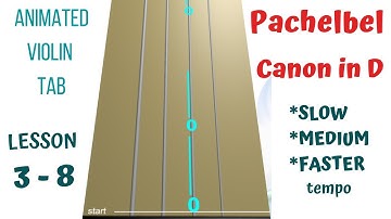CANON IN D by J.Pachelbel - Violin Tutorial (Slow, Medium, Faster) - ANIMATED VIOLIN TAB - LESSON 3