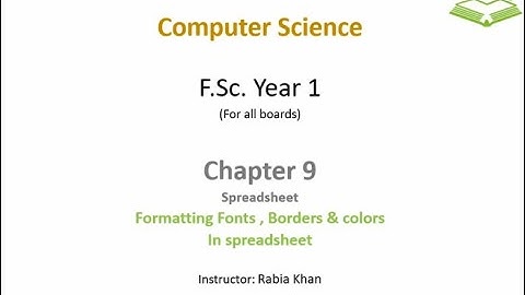 FSc Computer Science Book 1, CH 9, LEC 137: Formatting Fonts, Borders & Colors In Spreadsheet