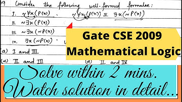 GATE CSE 2009 solution | Mathematical Logic
