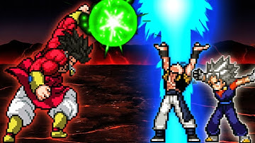 Close !!TXR Broly SSJ4 OP(New) VS Gogeta OP(All Form) & Vegito OP(All Form) in Jump Force Mugen