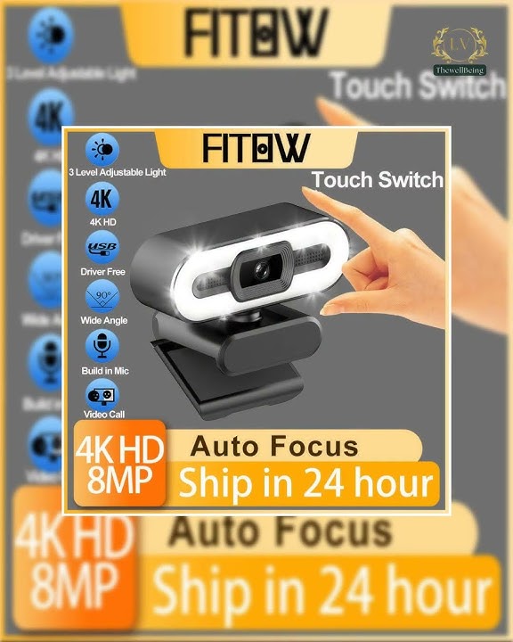 Full HD 4K Webcam Auto Focus Fill Light Web Camera With Microphone Live Broadcast USB Computer PC...
