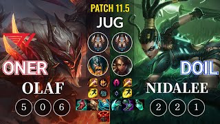 T1 Oner Olaf vs Doil Nidalee Jungle - KR Patch 11.5