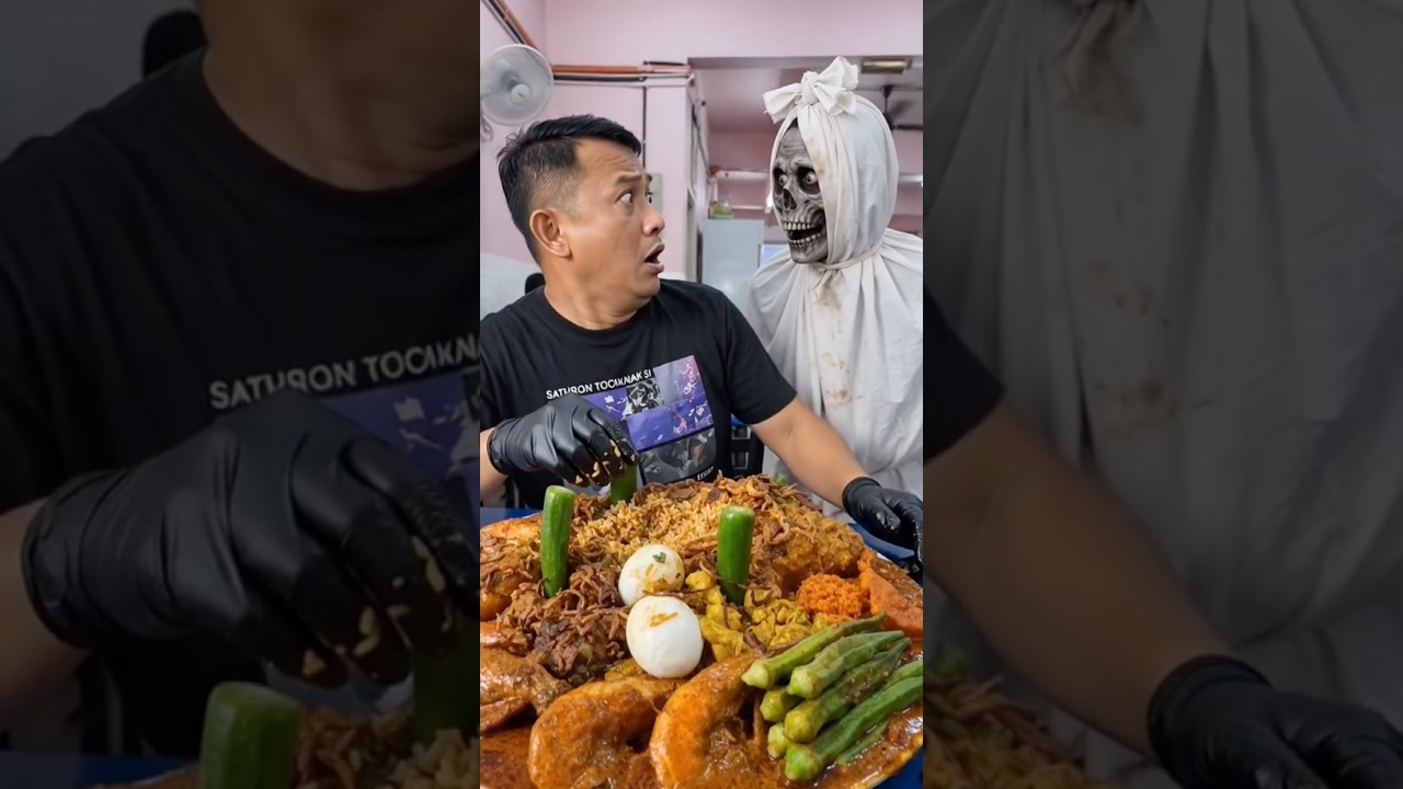LAGI MAKAN PORSI JUMBO, LUPA BACA DOA!! #mukbang #food #horror #lucu
