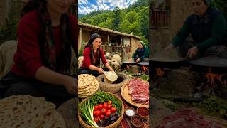 Mountain Village Life in Iran | Bread Baking & Meat Cooking #food #cooking #iran
