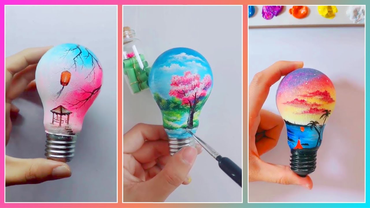 8 Amazing Light Bulb Painting Ideas for Beginners / Step by Step ...