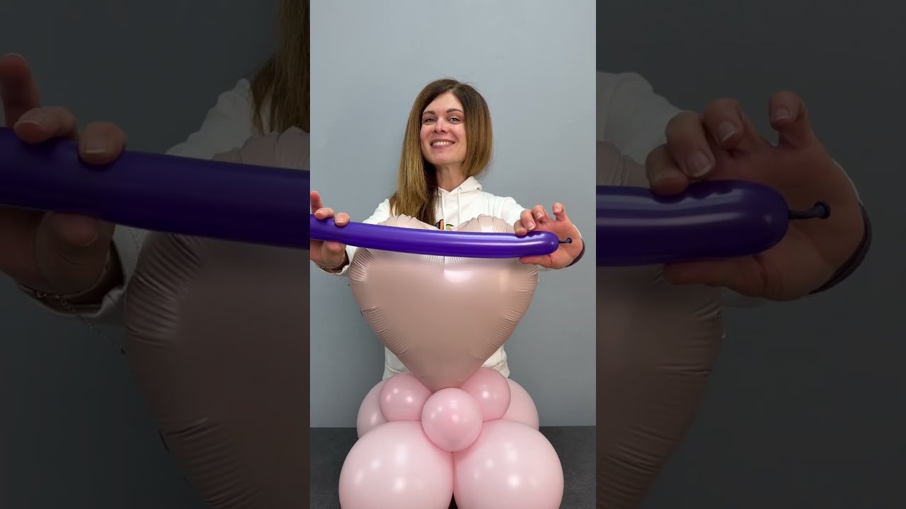 Розовое сердечко из воздушного шарика 💕 #balloontwister #howto #diy #valentinesday