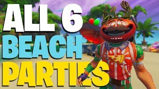 Fortnite - All 6 Dance At Different Beach Parties Locations 14 Days Of Summer Challenge