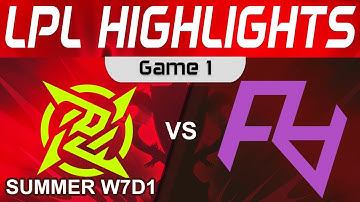 NIP vs RA Highlights Game 1 LPL Summer Season 2023 W7D1 Ninjas in Pyjamas vs Rare Atom by Onivia