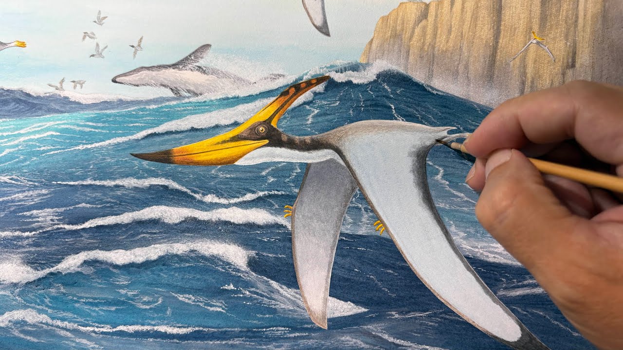 プテラノドンを描く】 Paint the Pteranodons / Time lapse 102 - YouTube