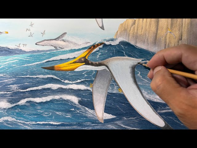 プテラノドンを描く】 Paint the Pteranodons / Time lapse 102 - YouTube