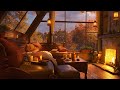 Autumn Rainy Day - Cozy Ambience with Relaxing Rain Sounds &amp; Crackling Fireplace