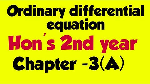 Ordinary Differential Equation (first degree & first Equation || Hon