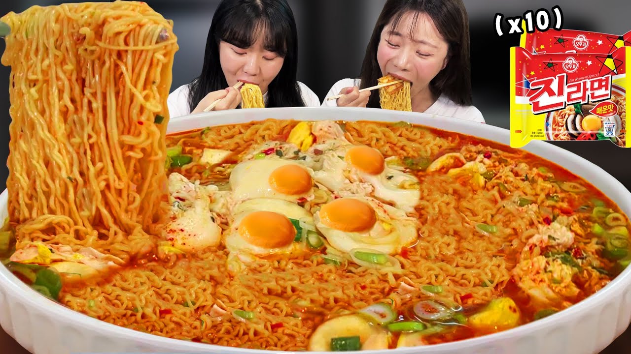 Корейская суперострая лапша рамэн мукбанг с моей сестрой-близнецом ㅣ Съешьте 10 пряных рамэн МУКБАНГ