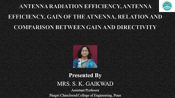 Antenna radiation efficiency, antenna efficiency, Gain, comparison of Gain and Directivity