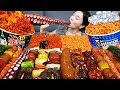 매운 불닭볶음면 & 틈새 비빔면 🔥 다양한 소고기 소세지 꼬치 먹방 Spicy Korean Noodles Grilled Skewers BBQ Mukbang ASMR Ssoyoung
