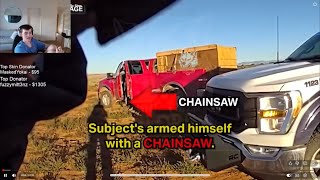 Cop vs guy with chainsaw 