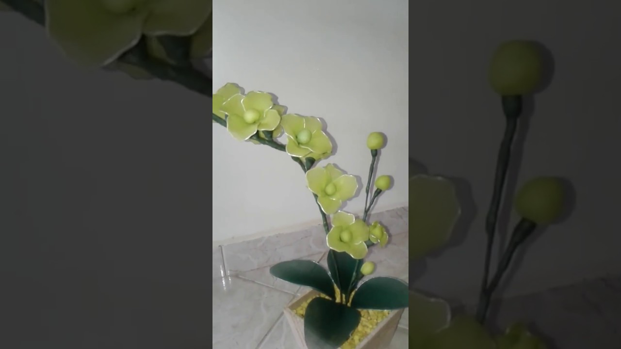 Artesanato com meia de seda - vaso com orquídea - thptnganamst.edu.vn
