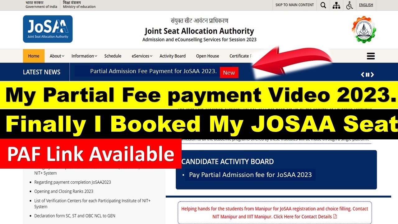 My Partial Admission Fees Payment In JOSAA Counselling 2023 Partial my-partial-admission-fees-payment-in-josaa-counselling-2023-partial