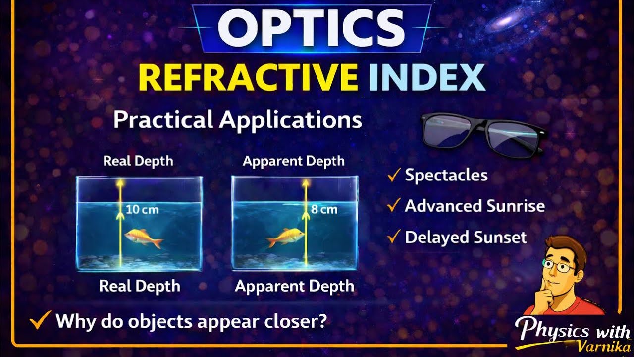Class 12 Physics | Practical Applications of Refractive Index | Real Depth & Apparent Depth | Optics