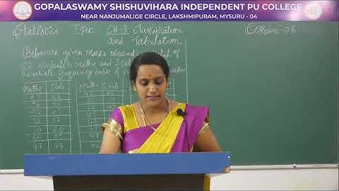 STATISTICS | 1st PUC | CH 03 | CLASSIFICATION & TABULATION - BIVARIATION FREQUECNY TABLE | S08