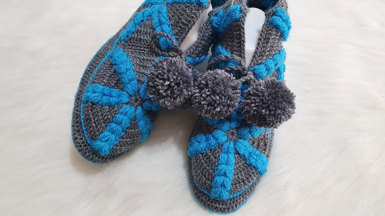 Motifli Panduf  Ev Botu Yapımı / Kolay Bot Yapımı / Knitting Pattern /Kolay Örgü Bot / Handmade