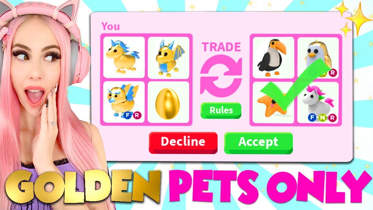 I Only Traded Golden Pets In Adopt Me For 24 Hours Adopt Me