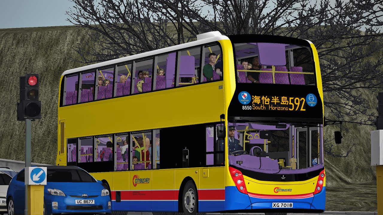 [60FPS]OMSI 2 CTB 592 銅鑼灣 (摩頓台)-海怡半島(8550 XG7018)