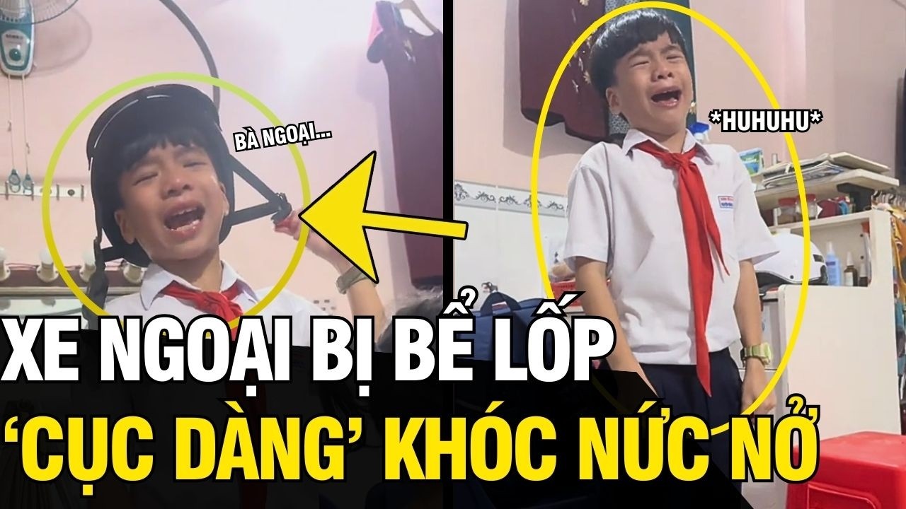 Xe ngại bị BỂ LỐP phải dắt bộ vê nhà, cục dàng KHÓC NỨC NỞ vì thương ngoại | Tin Ngắn 3 Phút