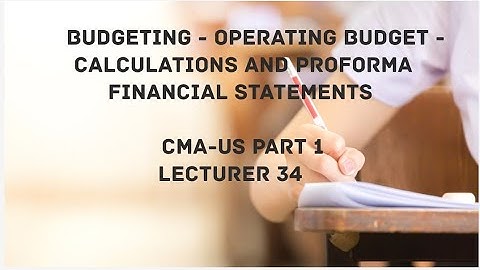 Budgeting - Operating Budget - Calculations & Pro Forma Income Statement | CMA (US)-PART 1 Lec 34