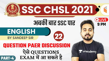 9:00 PM - SSC CHSL 2020-21 | English by Sandeep Sir | Question Paper Discussion (Part-4)