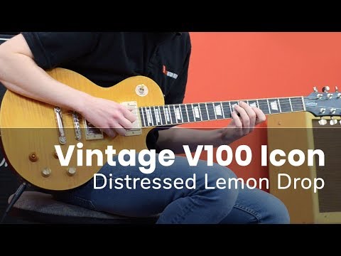 Vintage V100 Icon Distressed Lemon Drop Guitar Demo