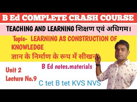 Learning As Construction Of Knowledge.ज्ञान के निर्माण के रूप में सीखना B Ed Notes Materials