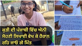 ਸਰਕਾਰੀ ਸਕੂਲ ਵਿੱਚ ਪੜਦੀ ਕੁੜੀ ਦੀ ਪੰਜਾਬੀ ਵਿੱਚ ਐਨੀ ਸੋਹਣੀ ਲਿਖਾਈ ਵੇਖ ਕੇ ਹੈਰਾਨ ਰਹਿ ਜਾਓ ਗੇ ਮਿੱਤਰੋ ।