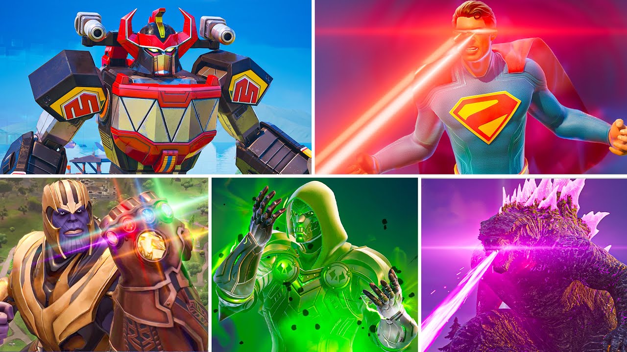 Evolution of All Playable Mythic Bosses in Fortnite (Megazord, Superman, Godzilla, Doom & Thanos)
