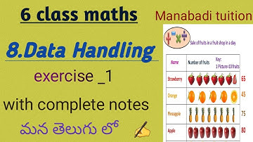 Data Handling class6|exercise 1|with notes✍️#manabadi tuition#