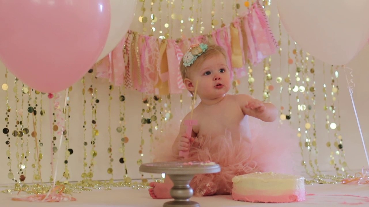 Girls First Birthday Cake Smash Session Youtube