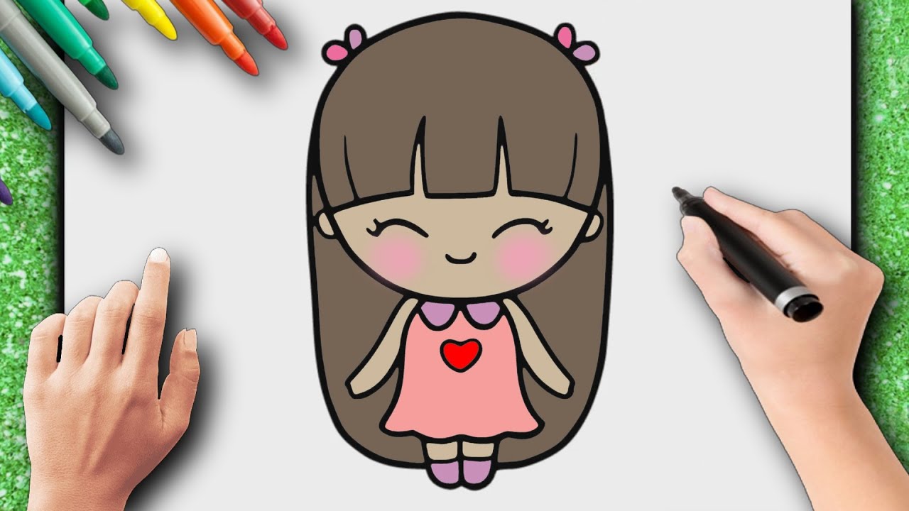 Desenhando menina kawaii Bonequinha Colorindo desenho kawaii 