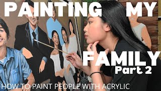 Acrylic Portrait Painting: HOW TO PAINT FACES-Painting My Family Series Part 2 #acrylicpaintingtips