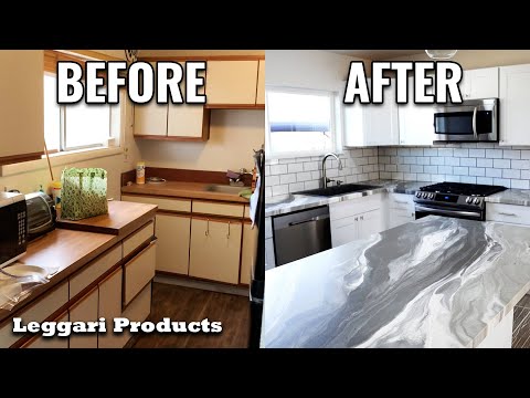 How to Build & Coat Epoxy Countertops In New Home | Giant Kitchen Island | Gray Marble Design