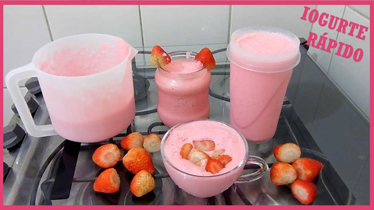 IOGURTE CASEIRO DE MORANGO CREMOSO FÁCIL E RÁPIDO DE FAZER
