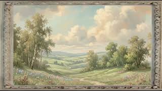 4K Vintage Wildflower Meadow TV Art - Relaxing Countryside Ambience Rolling Hills Oil Painting