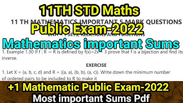 TN 11THSTD PUBLIC EXAMINATION-2022 II +1 MATHS PUBLIC EXAM MOST IMPORTANT SUMS PRACTICE WELL PDF👍✒️💯