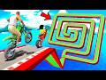 SHINCHAN AND FRANKLIN TRIED THE IMPOSSIBLE SQUARE SPIRAL SPEED BOOSTER ROAD PARKOUR CHALLENGE GTA 5 