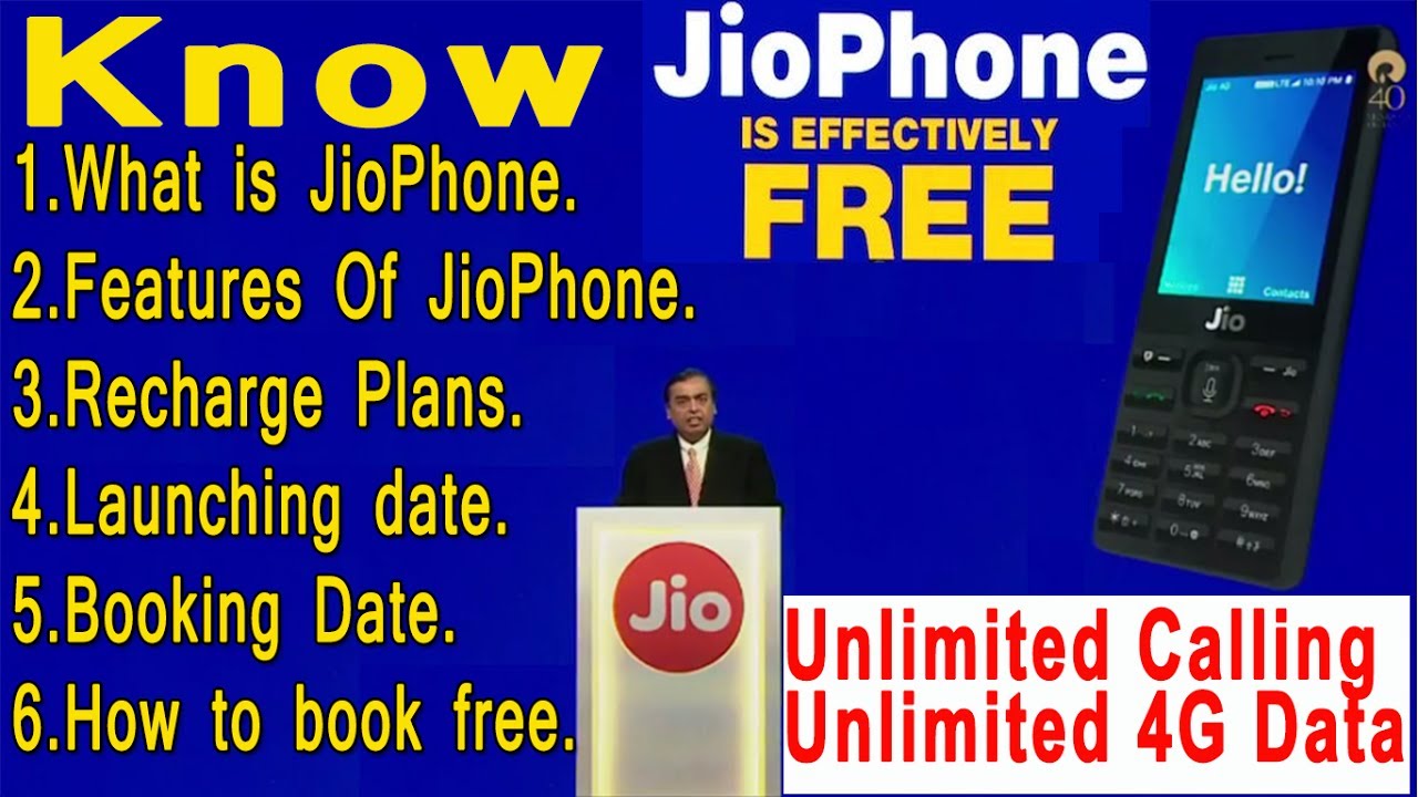 JIO 4G SmartPhone [Features+Price+Recharge Plans+Booking Date] in Hindi YouTube