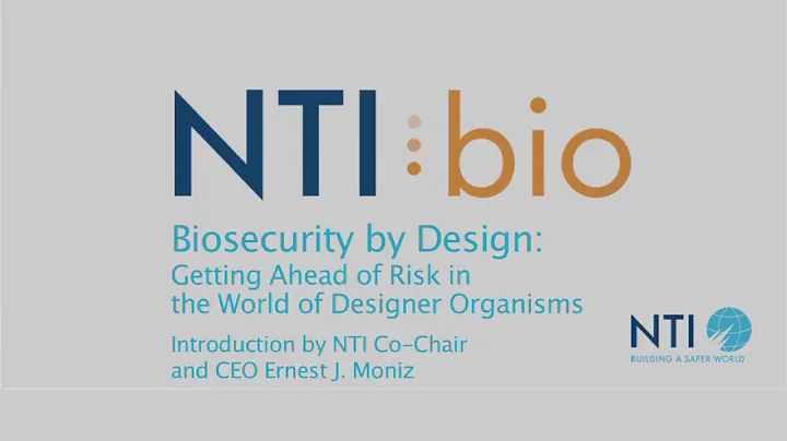 NTI Seminar - Biosecurity by Design: Introduction by Ernest Moniz (Part 1)